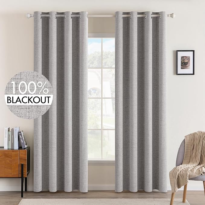 MIULEE 100% Blackout Linen Curtains by MIULEE