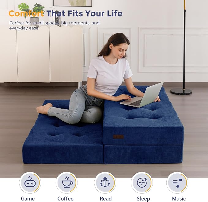 MAXYOYO 6" Folding Sofa Bed for Floor, Tufted Tri-Fold Floor Mattress - Image 7