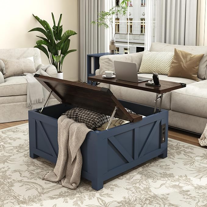 jimeimen Farmhouse Lift Top Coffee Table - Image 7
