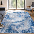 Rugflix 5x7 Area Rugs for Living Room, Washable Blue Grey Large Rug | Machine by RugflixAreaRugs