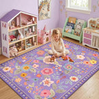 RELEANY Floral Washable 5x8 Area Rugs Purple/Pink | Flower Carpet Print Boho - Image 6