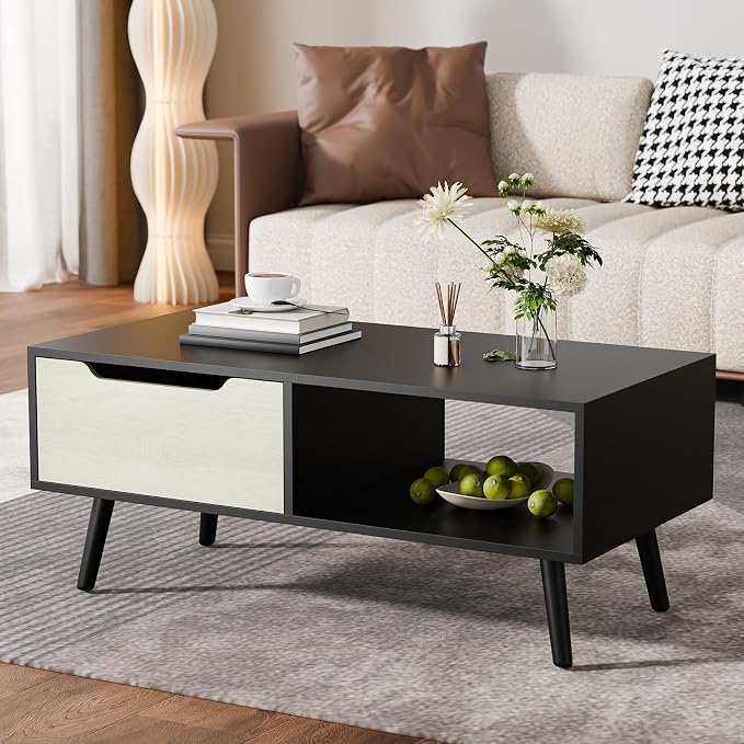 Cozy Castle Modern Coffee Table, Wooden Cocktail Table by CozyCastle