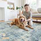 9x12 Washable Area Rug for Living Room Bedroom: Non-Slip Modern Blue Gray | - Image 7