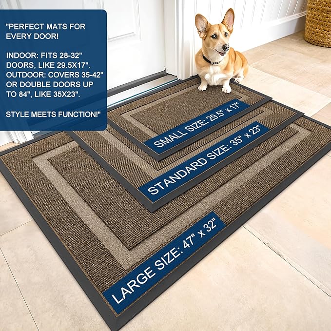 OLANLY Front Door Mat Outside 59x34, All-Season Heavy-Duty Rubber Doormat | - Image 2