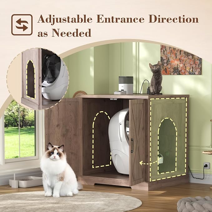 Heybly 34.5" Litter Box Enclosure, Large Robot Cabinet - Image 5
