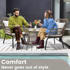 wildformers 3 Pieces Rattan Wicker Bistro Set, Outdoor Conversation Set - Image 3