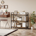 3 Tier Bookshelf 31.49" Width, Wood and Metal Etagere Bookcase, Vintage - Image 5