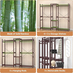 Homykic Bamboo Closet System Clothes Rack, Large Freestanding Garment Rack - Image 6