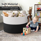 INDRESSME 115L Extra Large Cotton Rope Blanket Basket, Woven Storage - Image 6