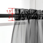 Black Sheer Curtains 72 Inches Long 2 Panels, Transparent Voile Sheer Curtain - Image 2