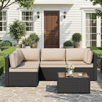 JAMFLY 5-Piece Patio Furniture Set, All-Weather Wicker Outdoor Sectional Sofa - Image 3