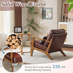 VINGLI Solid Wood Wide Armrests Accent Chair, Upholstered Mid Century Modern - Image 4