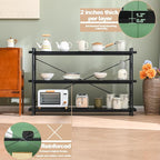 HCHQHS Bookshelf, 3-Tier Long Industrial Bookcase, Freestanding Horizontal - Image 5
