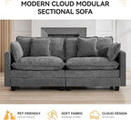 76'' Cloud Deep Seat Loveseat, Upholstered Chenille Modular 2-Seats Sectional - Image 6