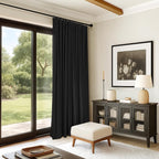 INOVADAY Linen Textured 100% Blackout Sliding Door Curtains 102x84 Black | 1 - Image 4