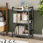 Homeiju Bookshelf, 3 Tier Industrial Bookcase, Metal Small Bookcase, Rustic - Image 5