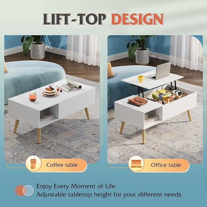 WLIVE Coffee Table for Living Room, Lift Top Coffee Table - Image 4