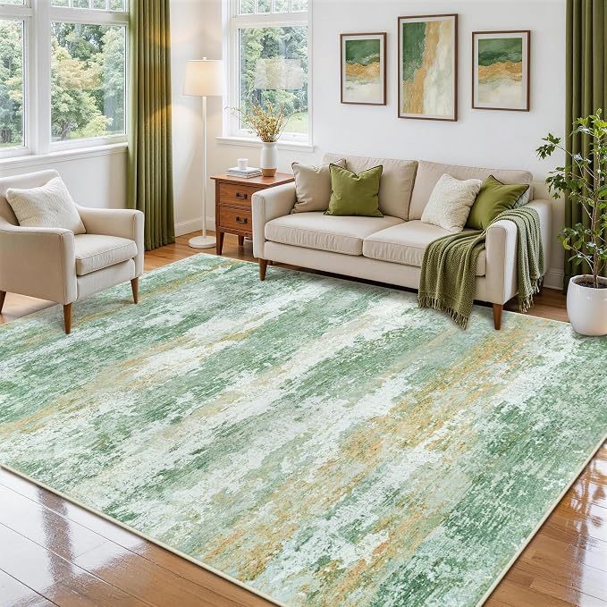 Aelenmu 6x9 Area Rugs for Living Room Washable Bedroom Dining Room Green | - Image 3