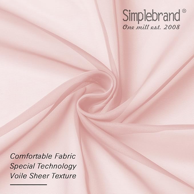 Simplebrand Blush Sheer Curtains 72 Inches Long 2 Panels - Image 6