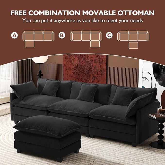 Ihanherry 111.4" L Shaped Modern Sofa Modular Sectional Cloud Couch - Image 6