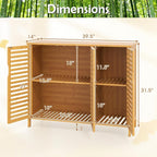 Giantex Bamboo Bathroom Storage Cabinet, 3-Door Storage Organizer - Image 3