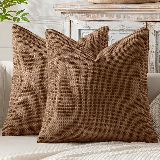 MIULEE Decorative Couch Throw Pillow Covers 18x18 in Golden Brown 2 Pack | by MIULEE