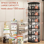 Aheaplus 6 Tier Rotating Bookshelf Tower, Revolving Bookcase, 360° Round - Image 2