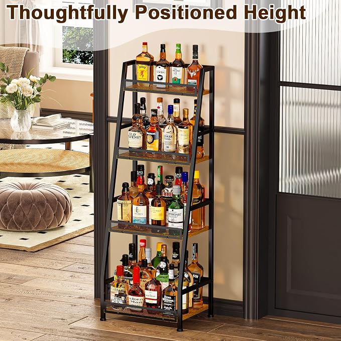 4-Tier Trapezoid Liquor Stand for Home Bar, Stepped Wine Rack Freestanding - Image 3