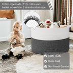 INDRESSME 115L Extra Large Cotton Rope Blanket Basket, Woven Baby Laundry - Image 3