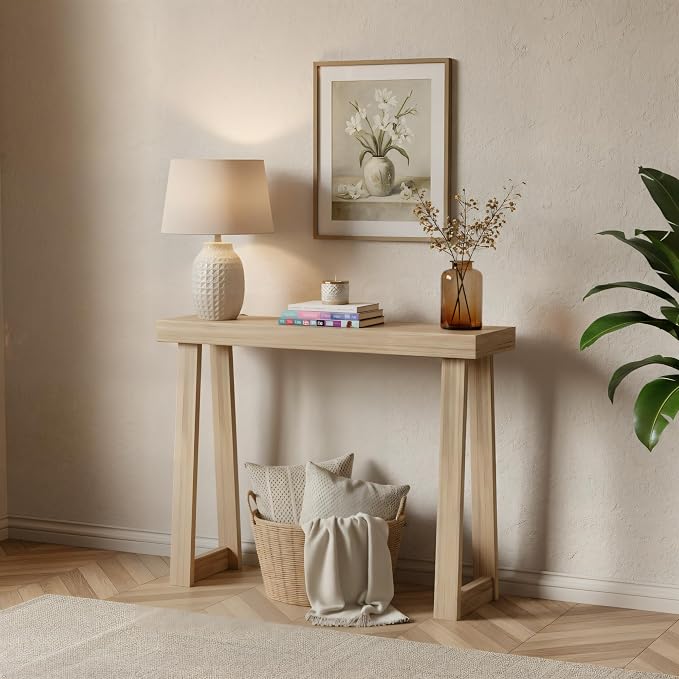 Plank+Beam Solid Wood Console Table, 36 Inch, Sofa Table, Narrow Entryway Table by PlankBeam