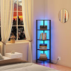 TUTOTAK Corner Shelf with LED Light, 5-Tier Corner Bookshelf - Image 6