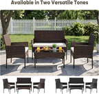 DUMOS 4 Piece Patio Furniture Set, All-Weather Outdoor Wicker Conversation Set - Image 4