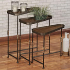 Bronwyn Metal and Wood Nesting Tables Dark Bronze Finish 28, 30.5 and 36 Inches - Image 2