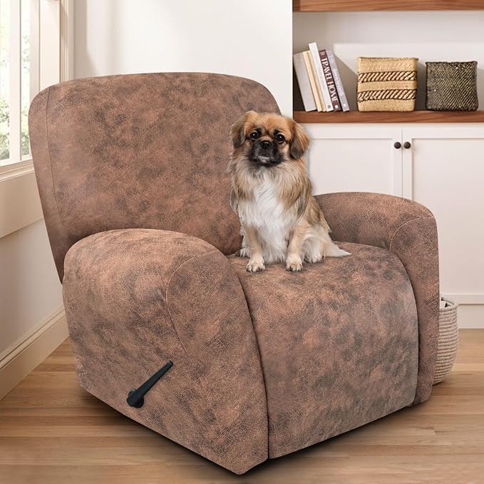 ANARACHON Recliner Chair Covers Leather Look, 4 Pieces Recliner Covers Non Slip - Image 2