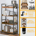 HCHQHS 4 Tier Bookshelf, Adjustable Industrial Bookcase, Vertical Tall Book - Image 5