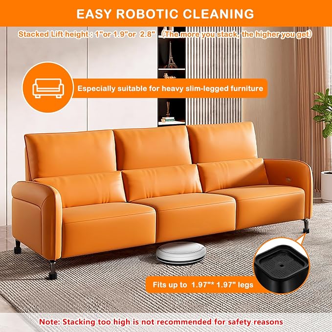 Furniture Risers Adjustable Bed Risers Heavy Duty Lifts Height 2", Square - Image 3