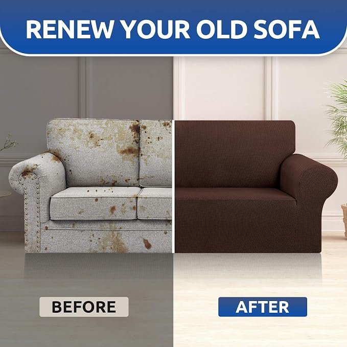 Stretch Oversized Couch Covers for Sofa Slipcover, Chocolate | 1-Piece Washable - Image 7