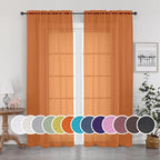 Sheer Curtains 90 Inches Long 2 Panels Set by OWENIE