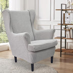 HAOYONG Waterproof Wing Chair Slipcovers Stretch Wingback Chair Covers 3 Pieces - Image 2