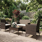 4PCS Outdoor Patio Bistro Set, PE Rattan Wicker Armchairs - Image 4