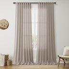 Stone Beige Linen Curtains 96 Inches Long by Nanspring