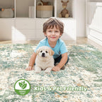 LOONGRUG 4x6 Area Rug Machine Washable Neutral Modern Abstract Rugs Green | - Image 7