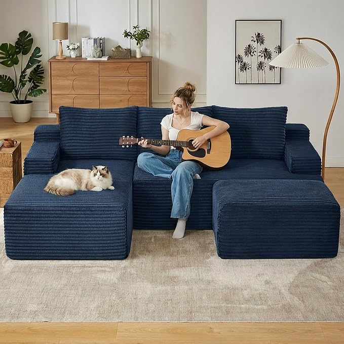 96" Cloud Sectional Couch U-Shaped Chaise - Image 6