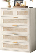 LEYAOYAO White Dresser for Bedroom Set of 2, Modern 6 Drawers Boho Rattan by LEYAOYAO-Findtheshiningpointofyourideallife%EF%BC%81