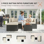 Outsunny 3 Piece Patio Furniture Set, Wicker Rattan Outdoor Patio Conversation - Image 3