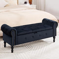 Storage Bench for Bedroom, Velvet 51" End of Bed Bench, Queen Size Bench by HOMYKA