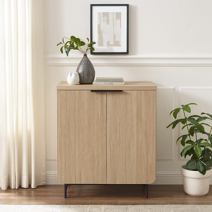 Walker Edison Reema Fluted Door Accent Table, 32 Inch, Coastal Oak - Image 3