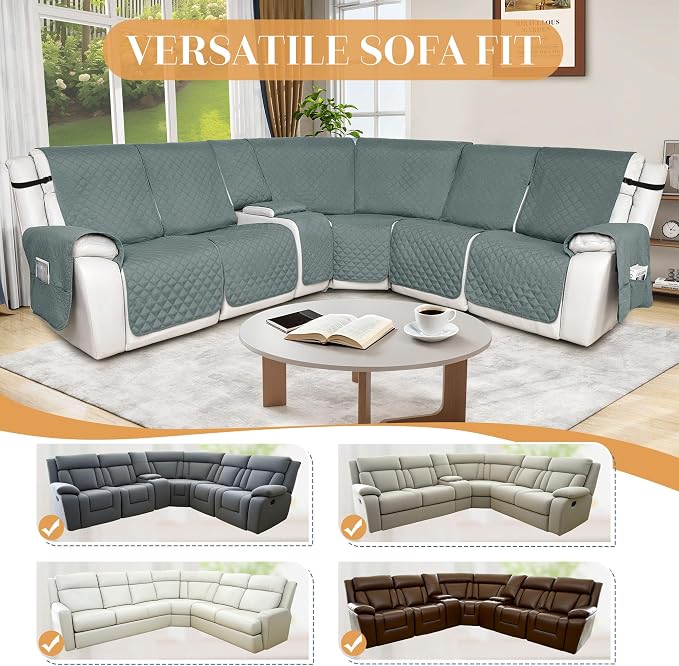 HDCAXKJ Reclining Sectional Couch Covers L Shape Recliner Sofa Middle Console - Image 5