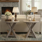 Set of 2 Farmhouse Cross Leg end Table, French Country Accent Side Table - Image 7