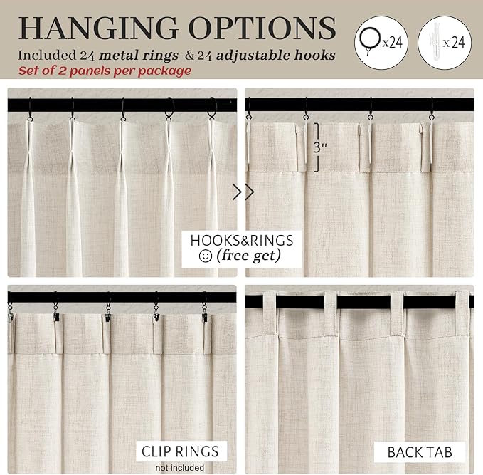Extra Wide 100 Inch Ivory Beige Light Filtering Living Room Curtains 108 Inches - Image 5